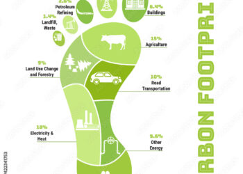Carbon footprint infographic. CO2 ecological footprint scheme ...