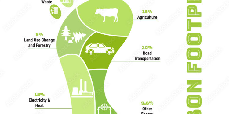 Carbon footprint infographic. CO2 ecological footprint scheme ...